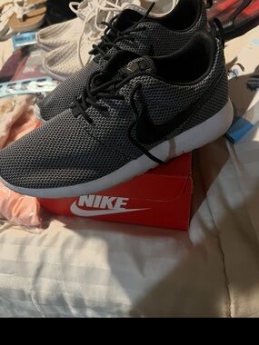 Nike Gray and Black Mesh Running Shoes